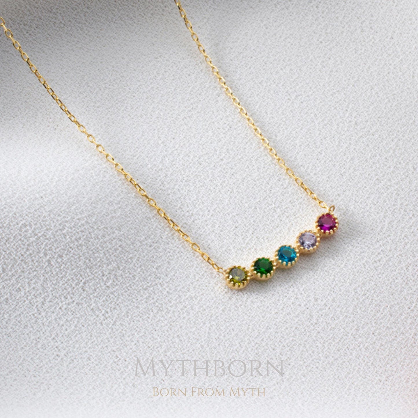 Personalized Birthstone Bar Necklace with custom family keepsake in 925 sterling silver