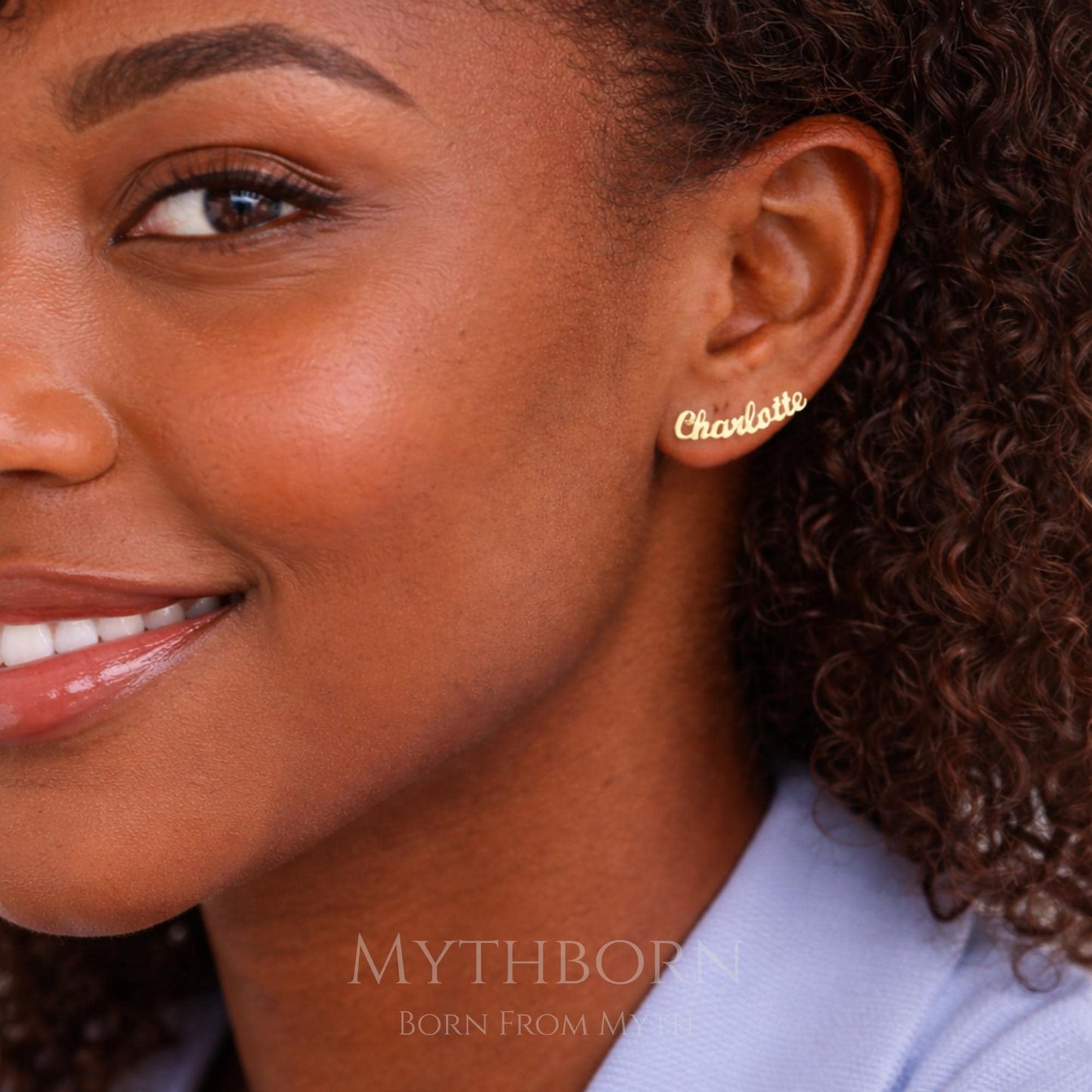 Personalized Name Earrings with custom script studs in 925 sterling silver
