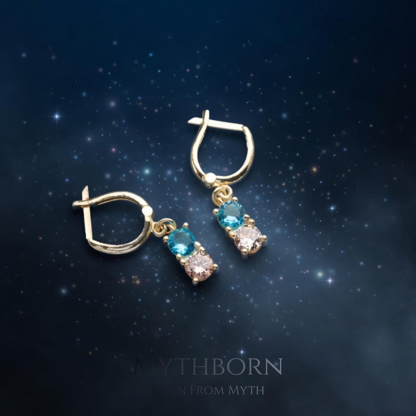 Birthstone Bar Earrings with personalized family drops in 925 sterling silver