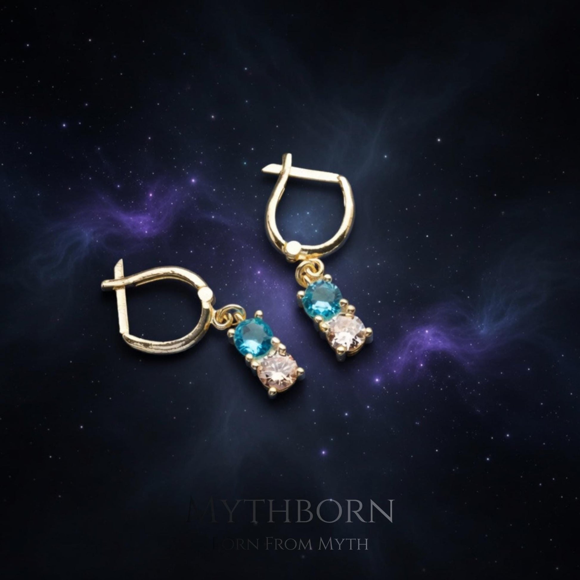 Birthstone Bar Earrings with personalized family drops in 925 sterling silver