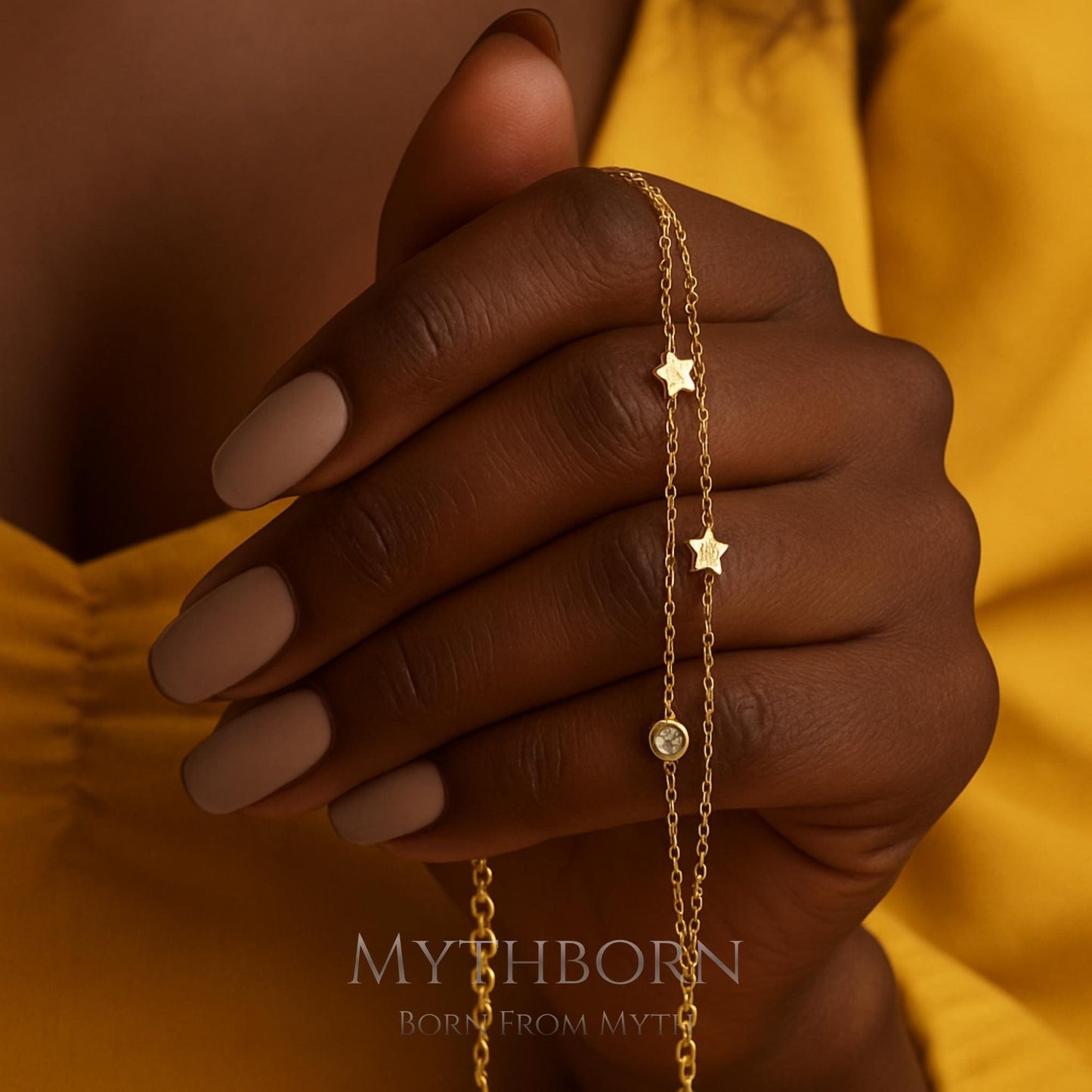 Triple Chain Star Bracelet with celestial layered design in 925 sterling silver