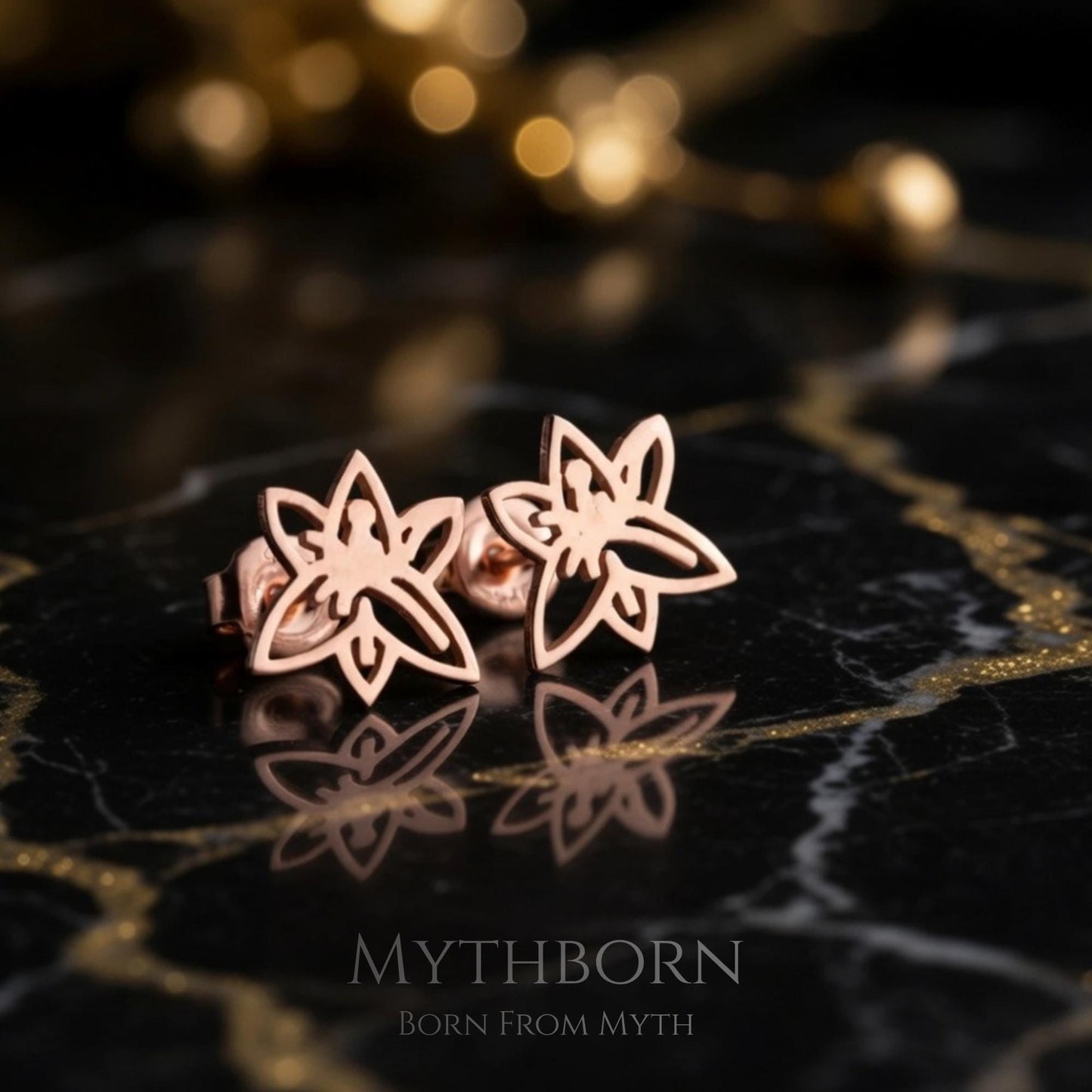 Birth Flower Stud Earrings with personalized floral studs in 925 sterling silver