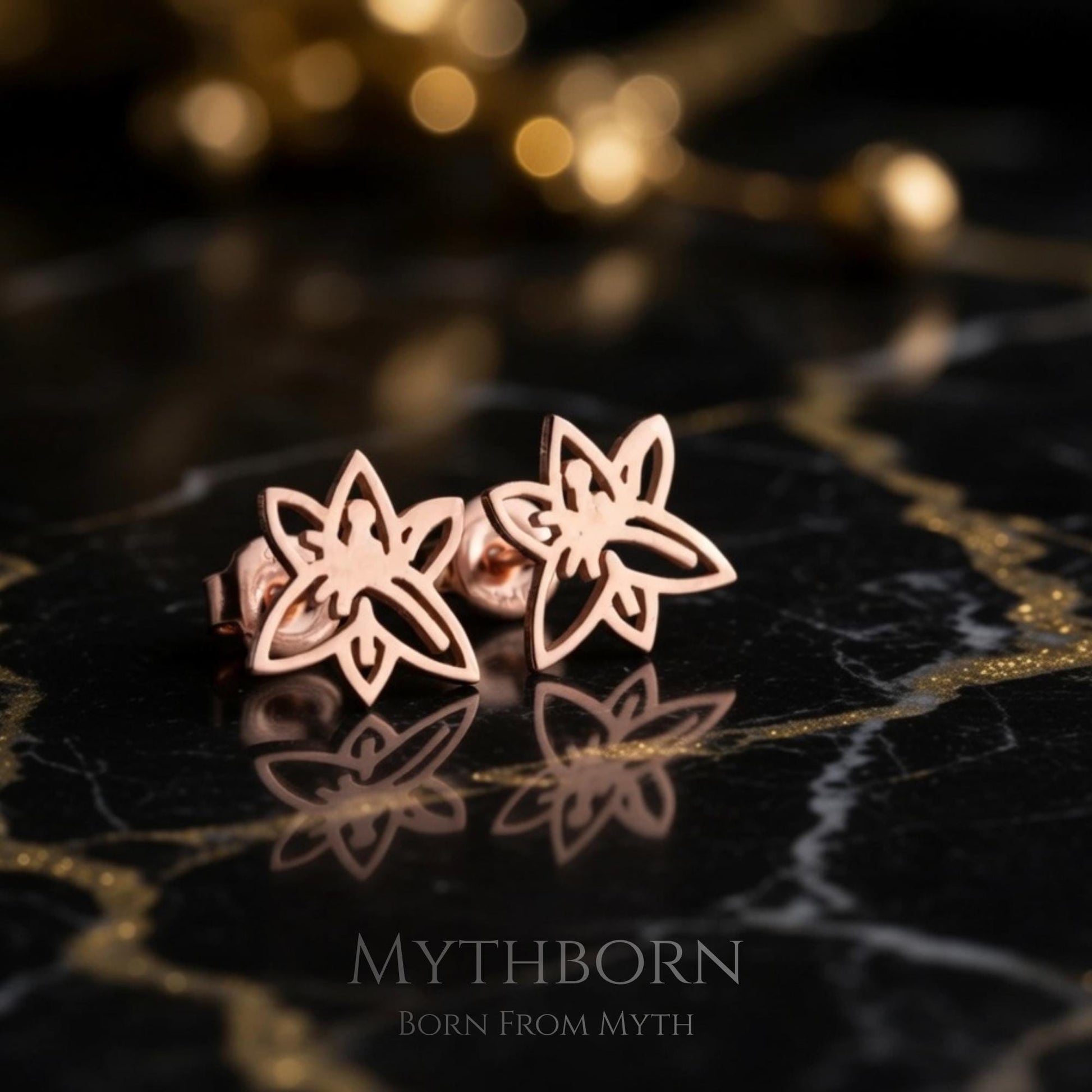 Birth Flower Stud Earrings with personalized floral studs in 925 sterling silver