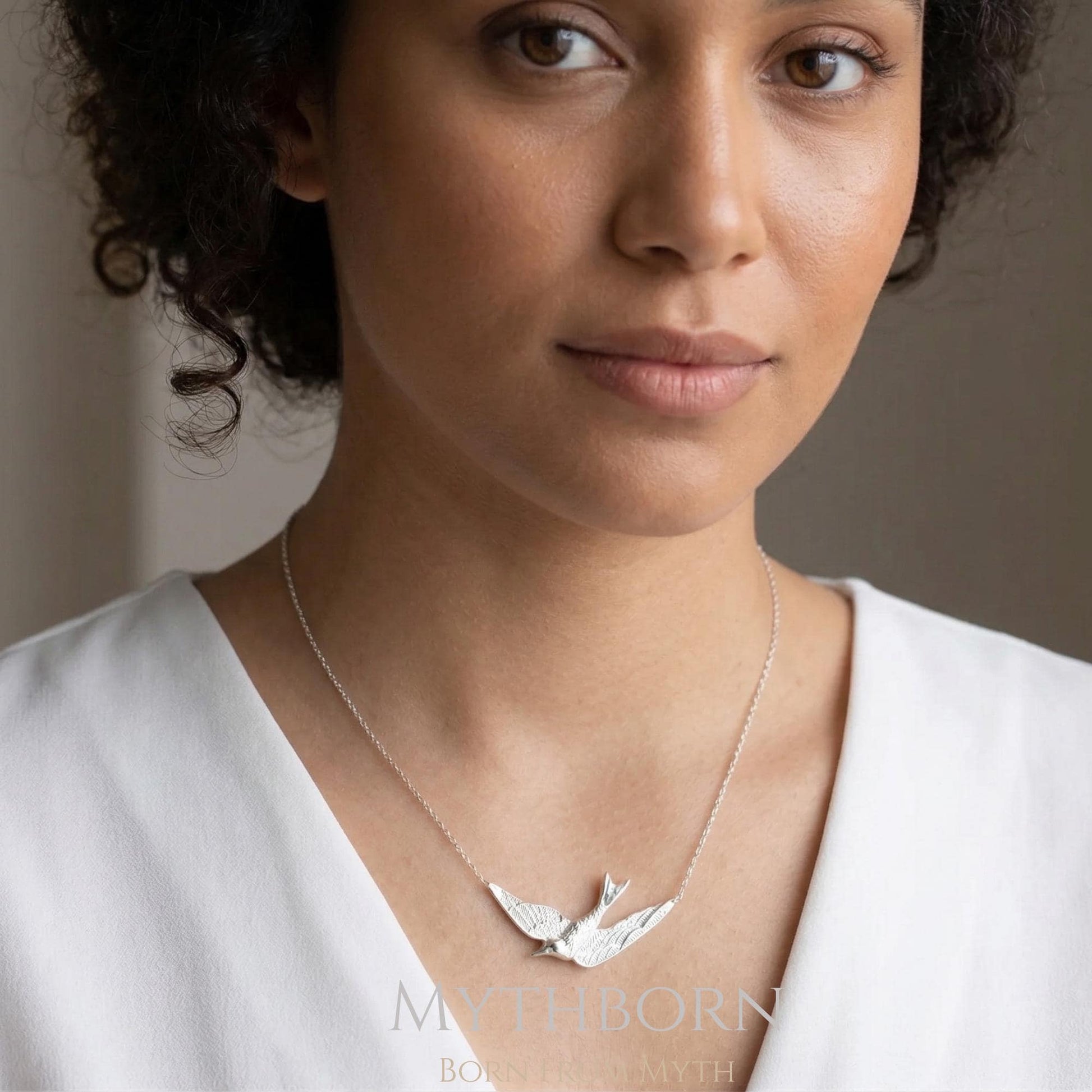 Swallow Bird Necklace with symbolic freedom pendant in 925 sterling silver