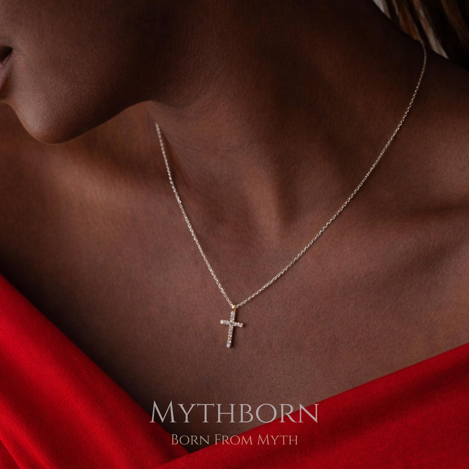 Pavé Cross Necklace with sparkling faith pendant in 925 sterling silver