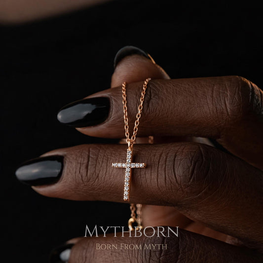 Pavé Cross Necklace with sparkling faith pendant in 925 sterling silver