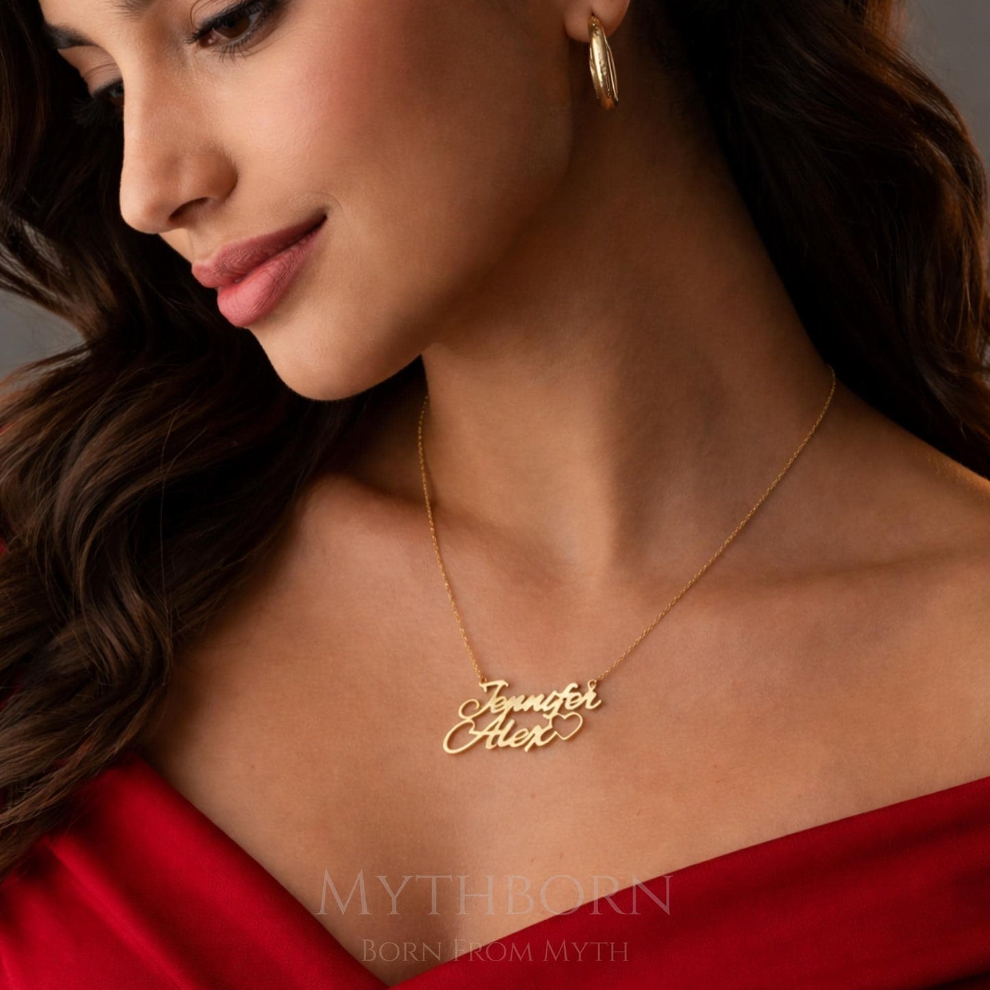 Custom Two Name Heart Necklace with romantic keepsake in 925 sterling silver