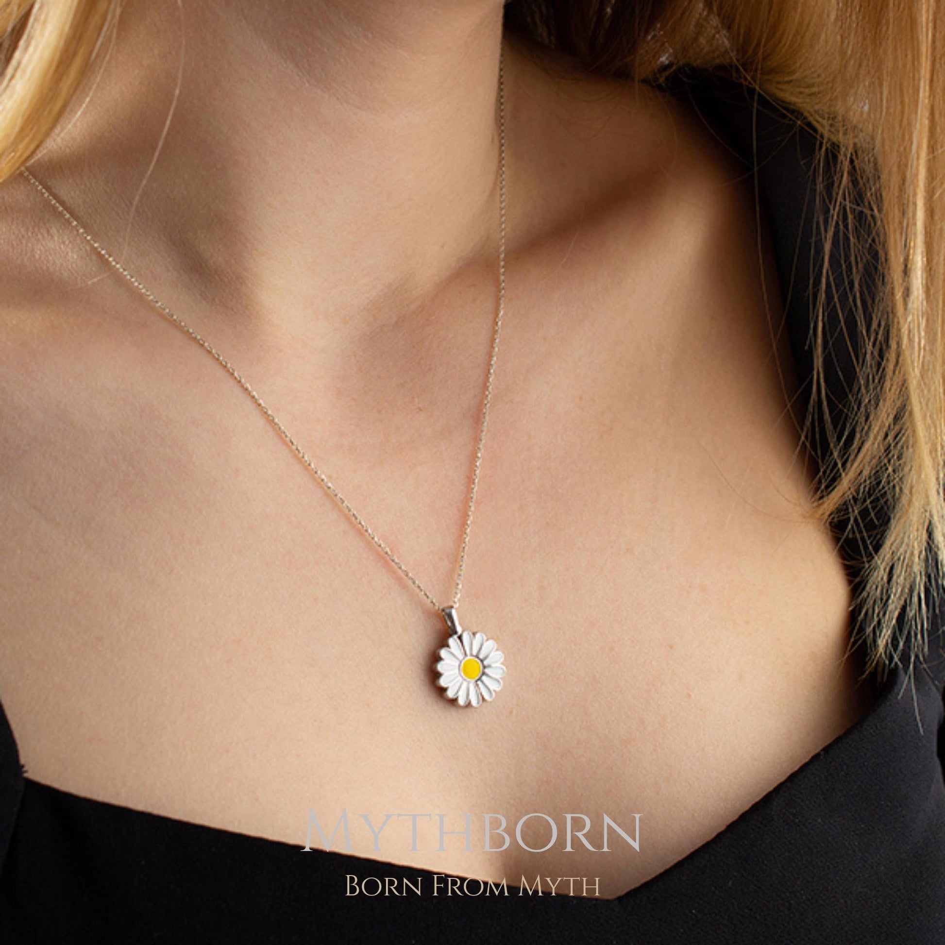 Personalized Daisy Locket Necklace with hidden name keepsake in 925 sterling silver