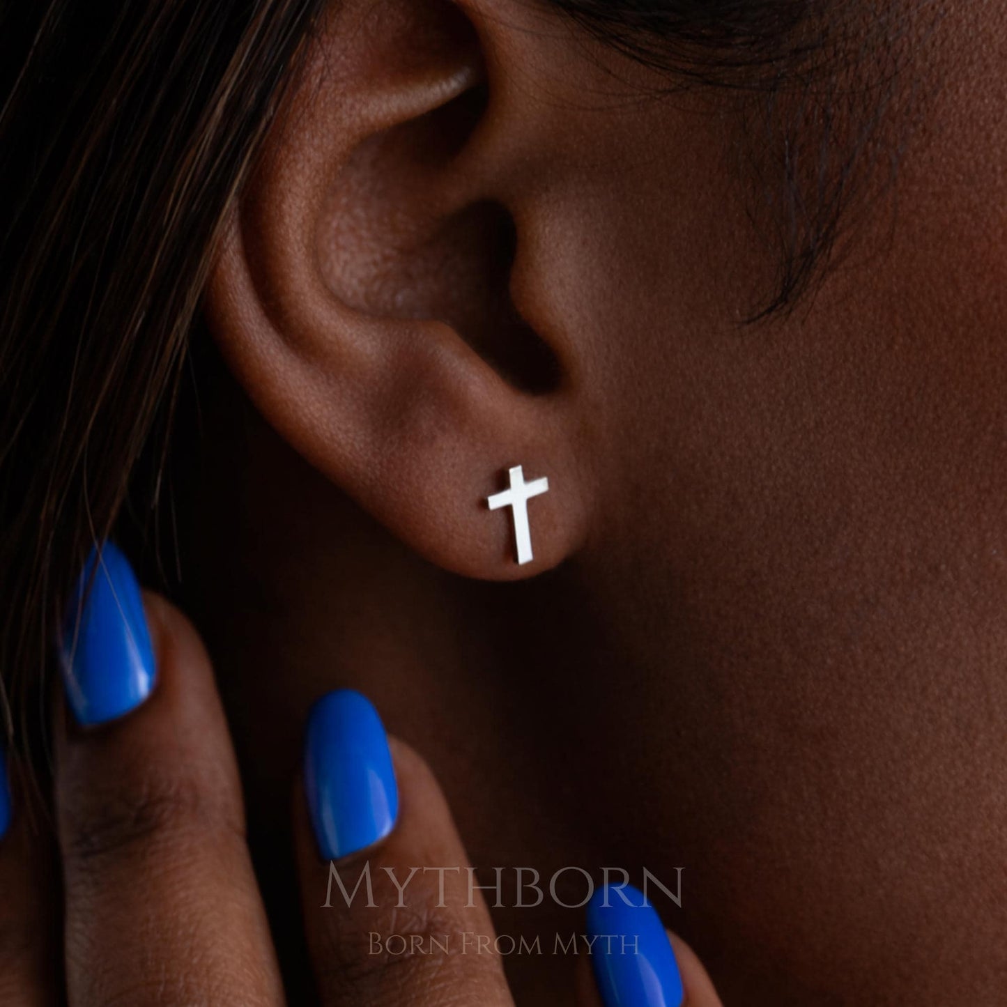 Ankh Stud Earrings with ancient wisdom design in 925 sterling silver