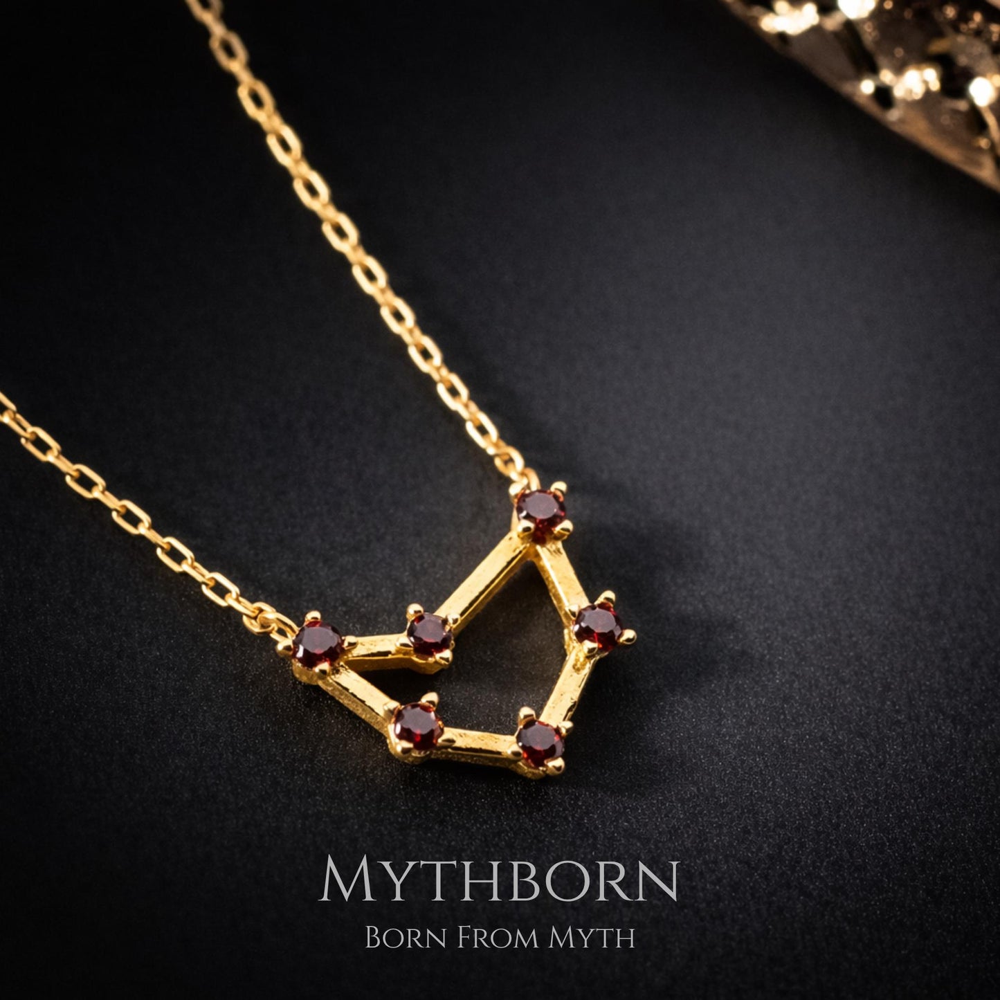 Zodiac Necklace with Birthstone, celestial sign pendant in 925 sterling silver