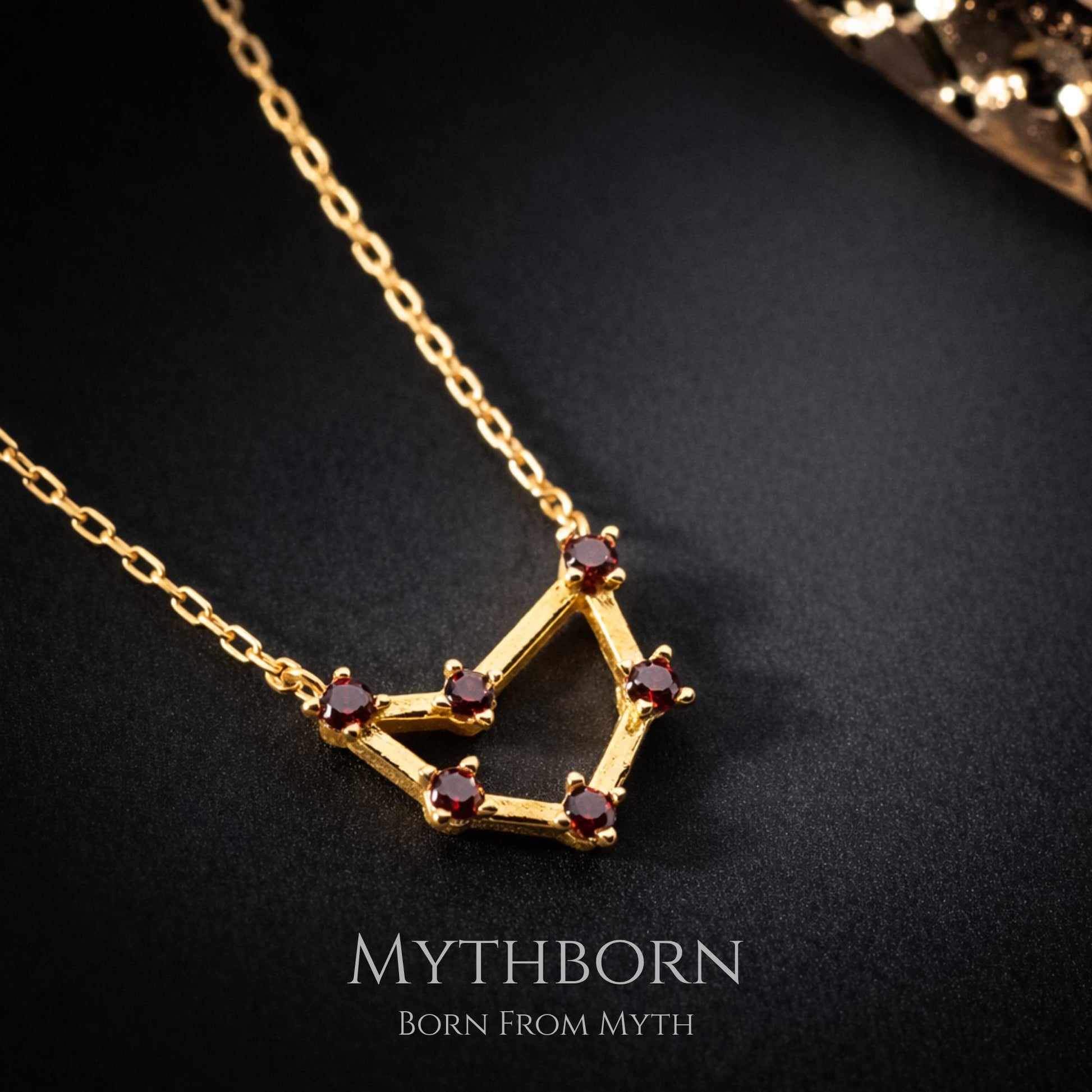 Zodiac Necklace with Birthstone, celestial sign pendant in 925 sterling silver