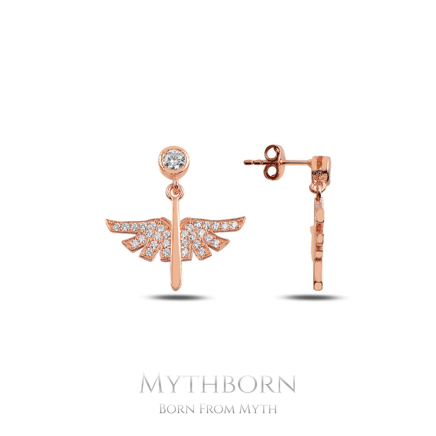 Archangel Wing Earrings with symbolic fine jewelry in 925 sterling silver