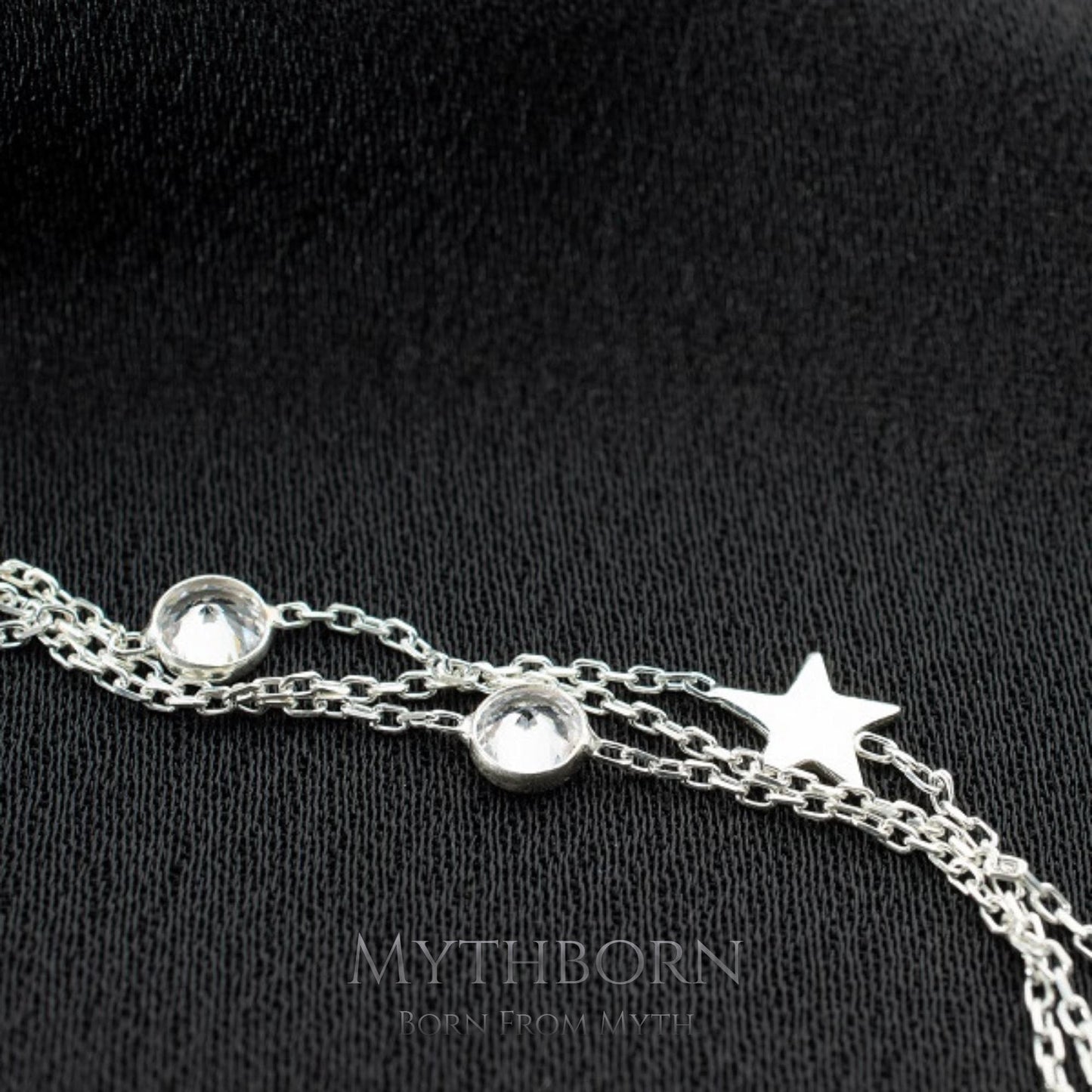 Triple Chain Star Bracelet with celestial layered design in 925 sterling silver