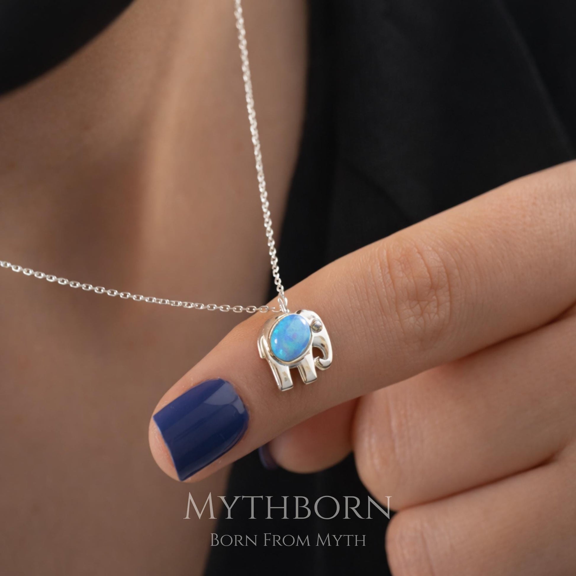 Opal Elephant Necklace with nature-inspired pendant in 925 sterling silver