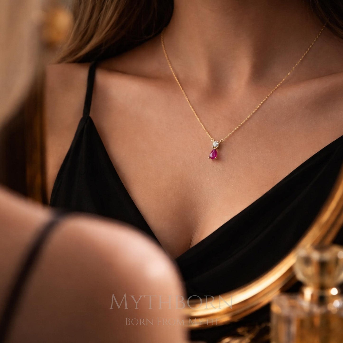 Double Birthstone Necklace with personalized two-stone keepsake in 925 sterling silver