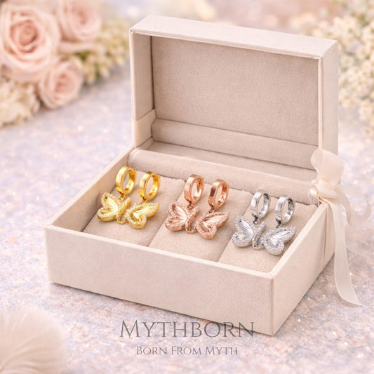 Butterfly Dangle Hoop Earrings with elegant zircon charm, everyday luxury