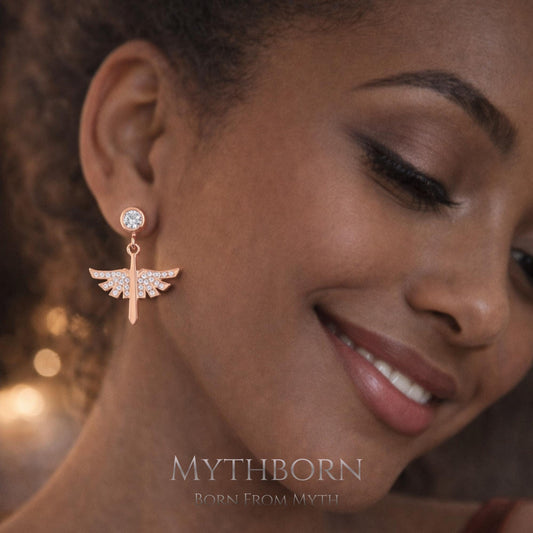 Archangel Wing Earrings with symbolic fine jewelry in 925 sterling silver