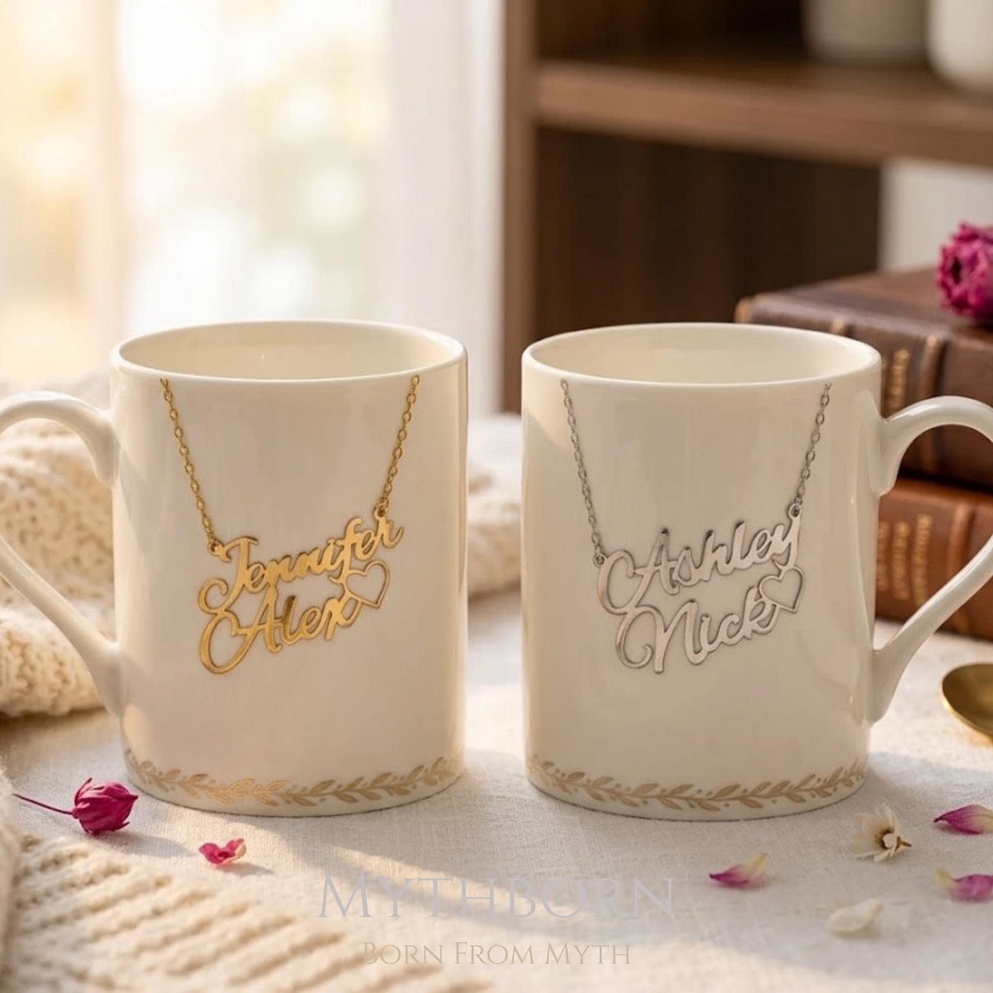Custom Two Name Heart Necklace with romantic keepsake in 925 sterling silver