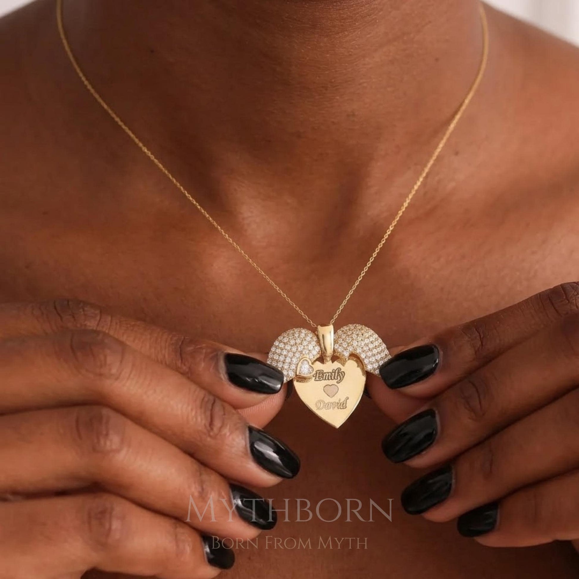 Personalized Heart Locket Necklace with hidden name keepsake in 925 sterling silver