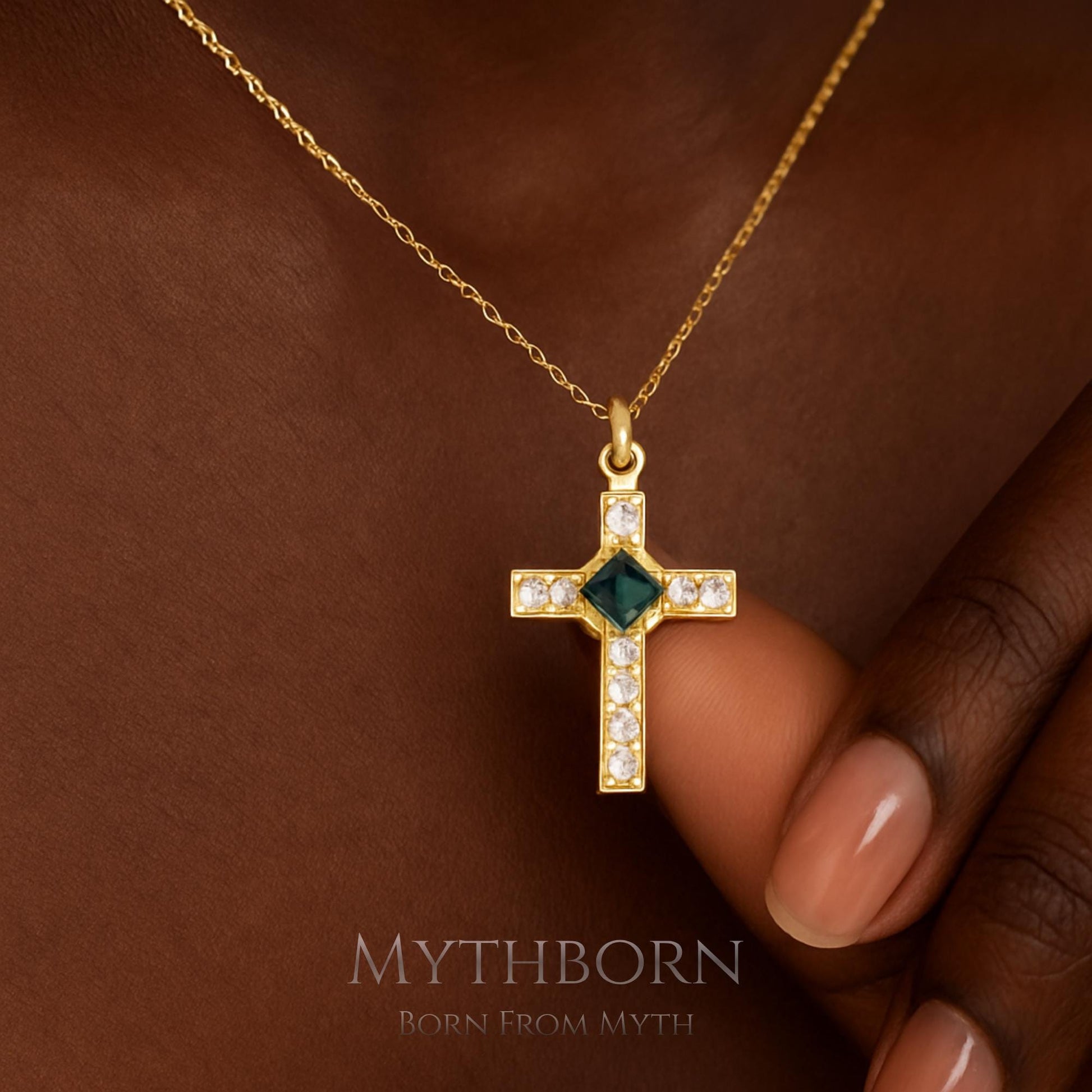 Personalized Cross Necklace with custom faith pendant in 925 sterling silver