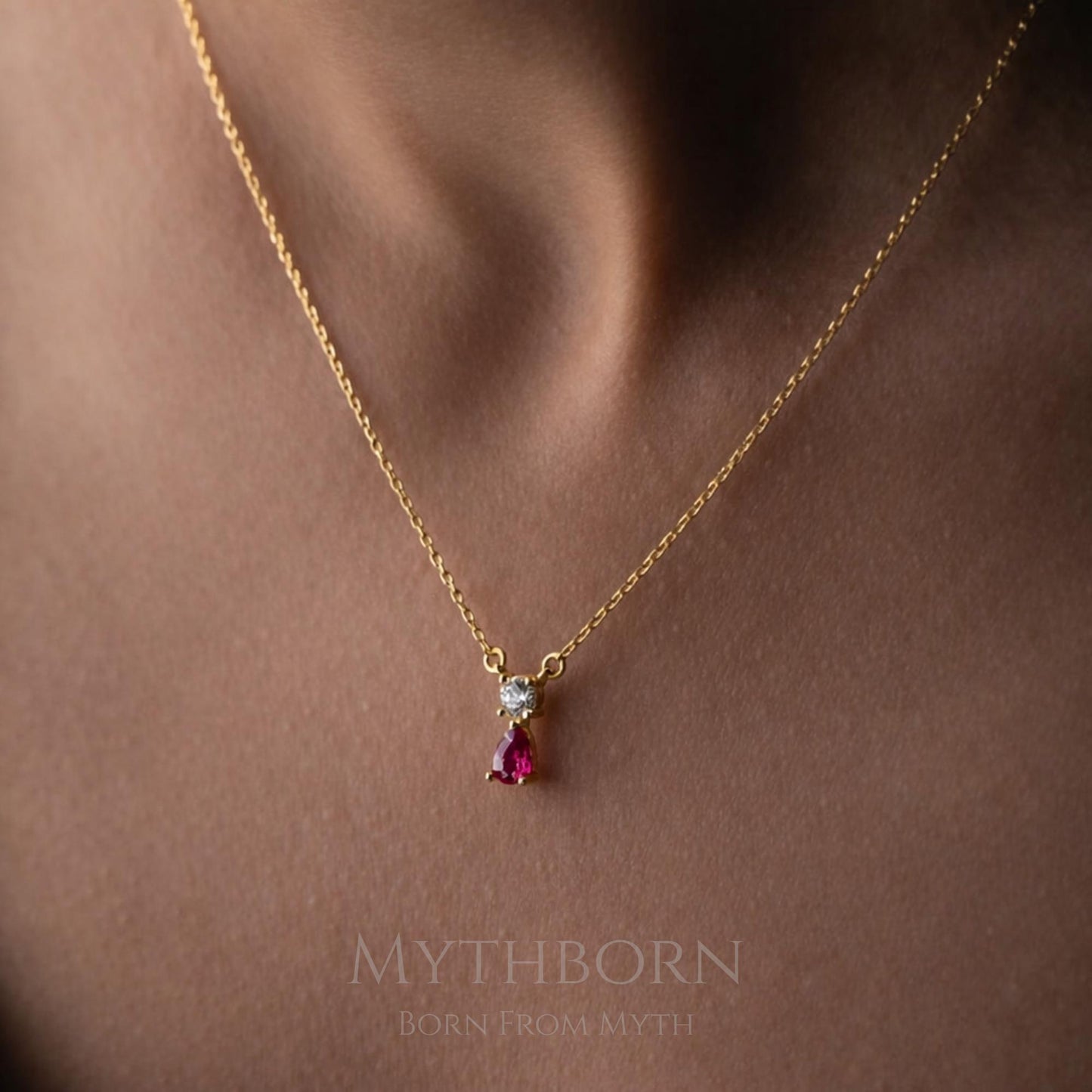 Double Birthstone Necklace with personalized two-stone keepsake in 925 sterling silver