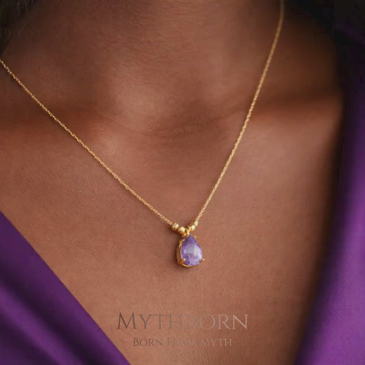 Teardrop Birthstone Necklace • Dainty Drop Pendant • Personalized Birthstone Jewelry • 925 Sterling Silver • Minimal Elegant Necklace