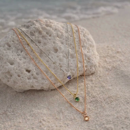 Personalized Birthstone Layered Necklace – Triple Chain Keepsake | 925 Sterling Silver