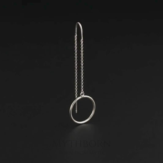 Circle Drop Earrings • Minimal Hoop Chain Earrings • Geometric Dangle Earrings • 925 Sterling Silver • Modern Minimal Jewelry • Gift for Her