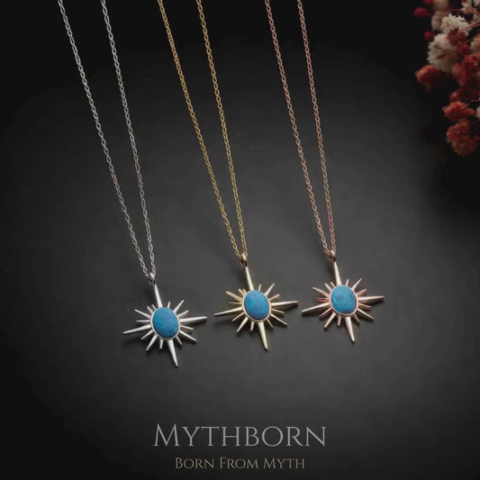 North Star Opal Necklace – Celestial Compass Pendant | 925 Sterling Silver